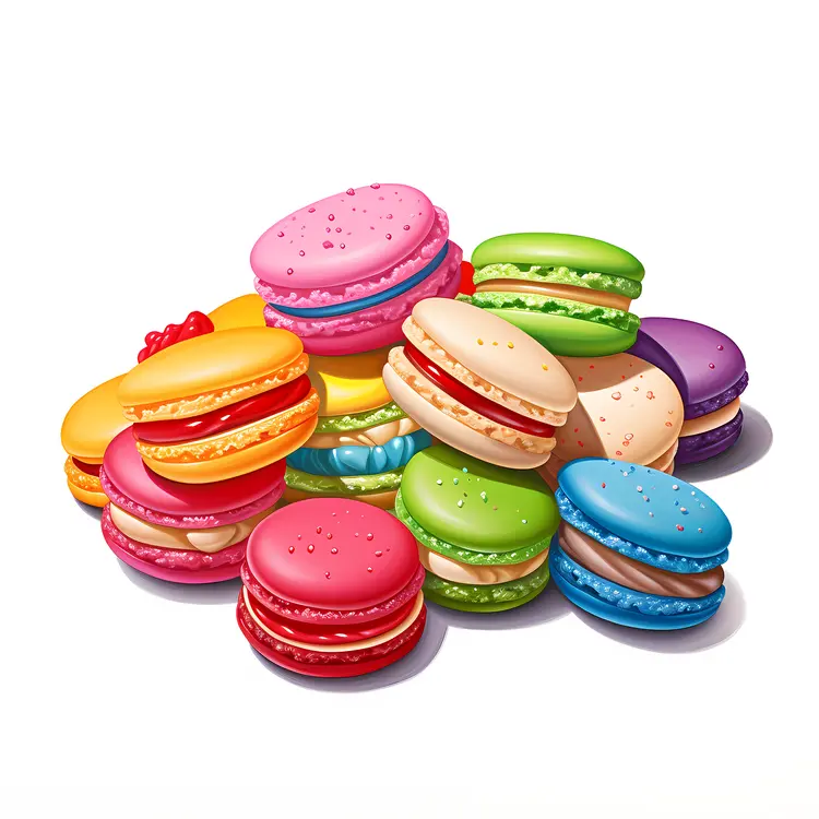 Colorful Macarons in a Pile