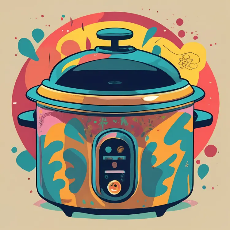 Colorful Slow Cooker with Artistic Design
