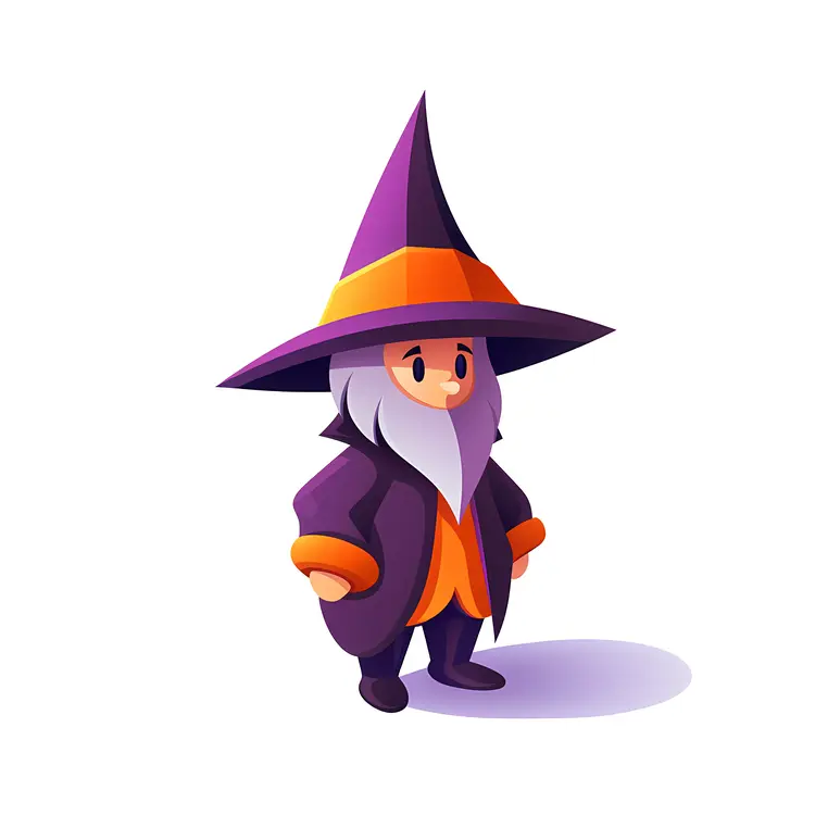 Cute Wizard with Hat and Beard