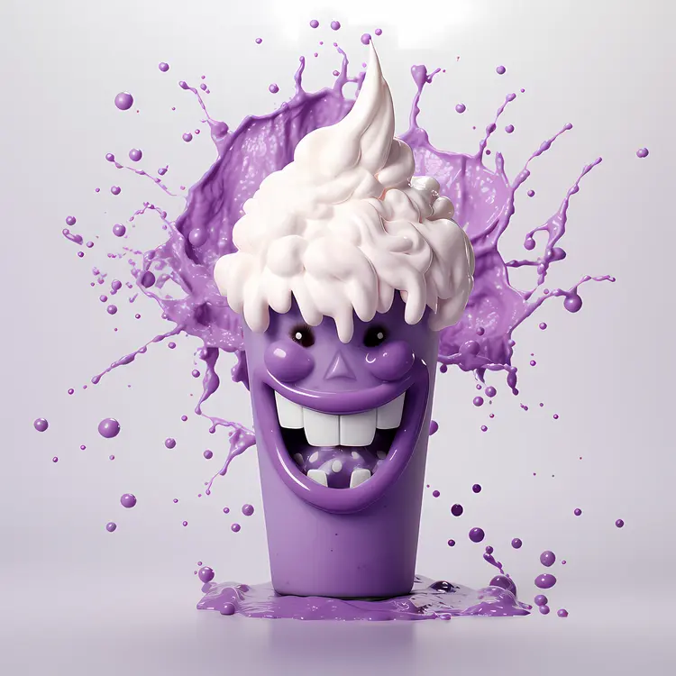 Funny Purple Cup with Whipped Cream Splash