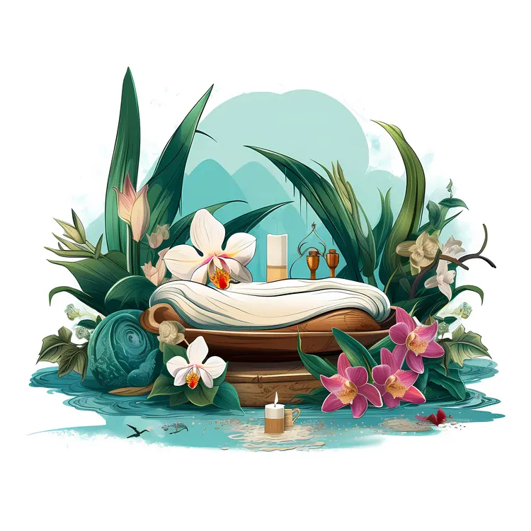 Spa Items with Candles and Towels
