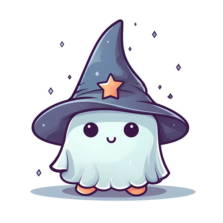 Cute Ghost with Star Hat