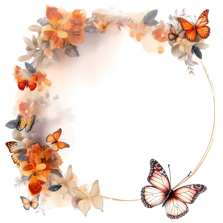 Autumn Butterfly Wreath with Orange Flowers