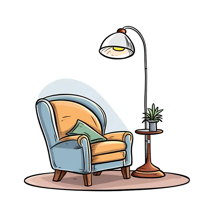 Cozy Armchair with Lamp and Side Table