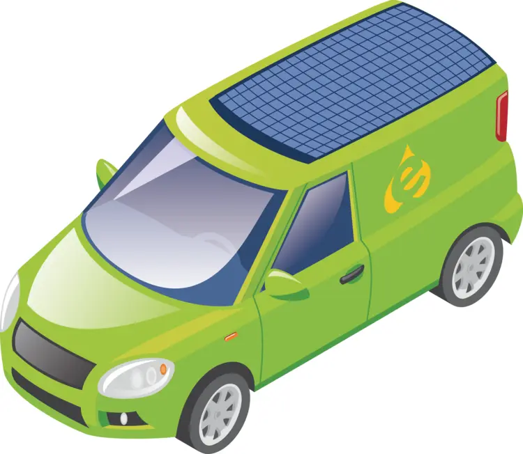 Green Van with Solar Panel