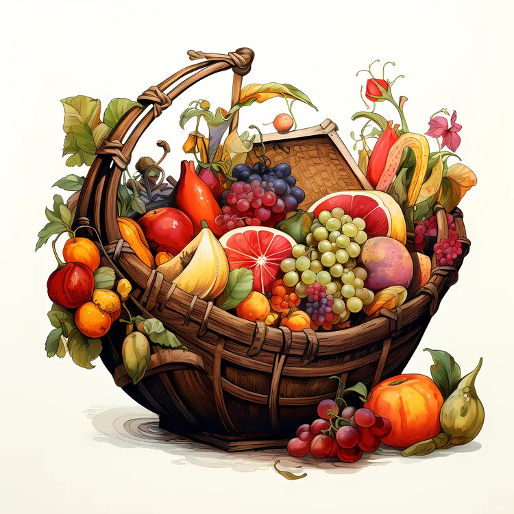 Autumn Harvest Fruit Basket with Grapes and Citrus