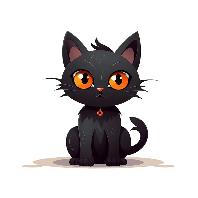 Cute Black Cat Illustration for Halloween