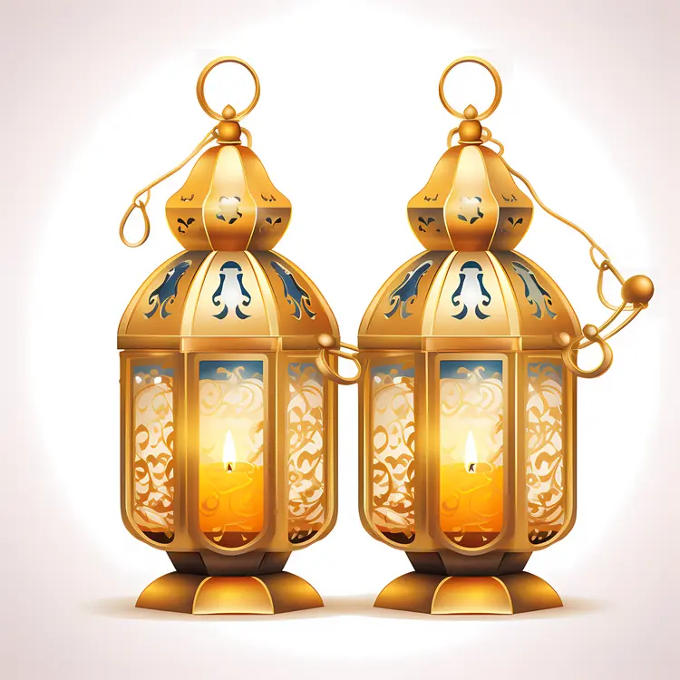 Golden Decorative Lanterns with Candle