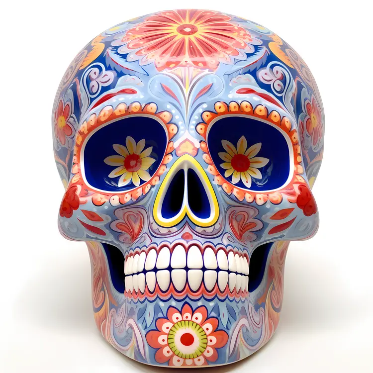 Colorful Floral Skull for Day of the Dead Celebration