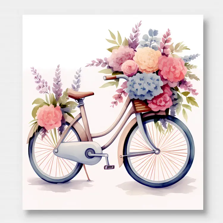 Bicycle with Colorful Flowers