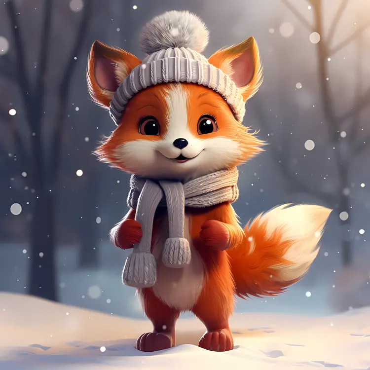 Charming Fox in Winter Clothes