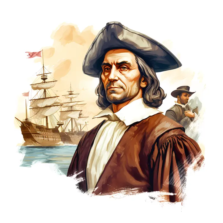 Historical Figure with Ships