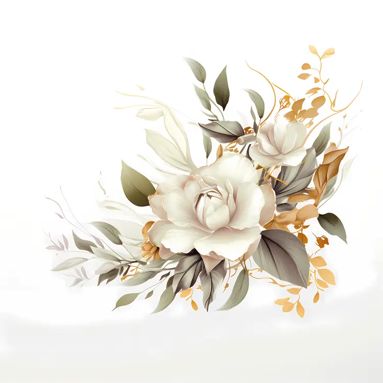 Elegant White Roses with Gold Accents