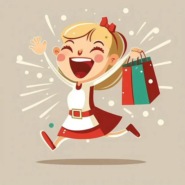 Happy Girl with Shopping Bag in Festive Season