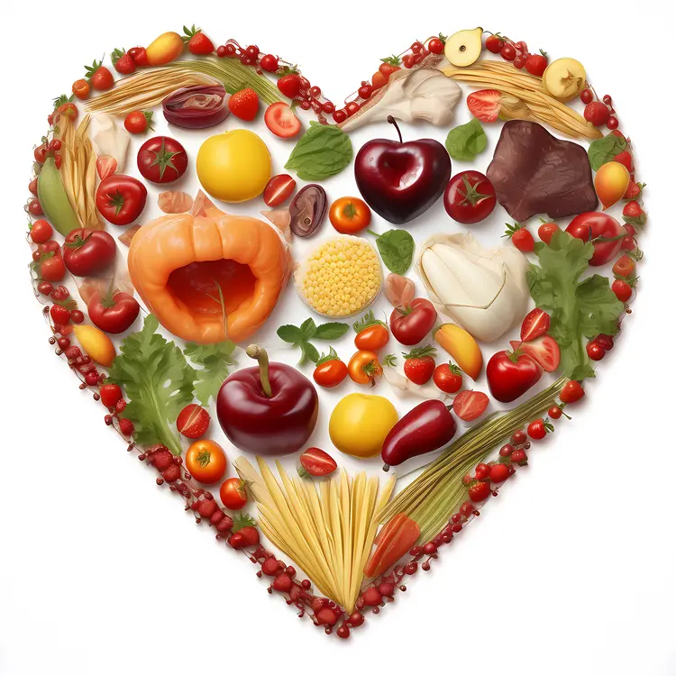 Heart Shape Made of Fruits and Vegetables for Valentine's Day