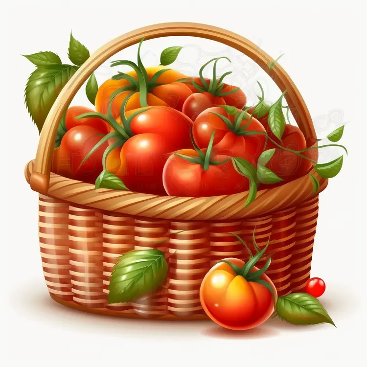 Fresh Basket of Tomatoes Illustration