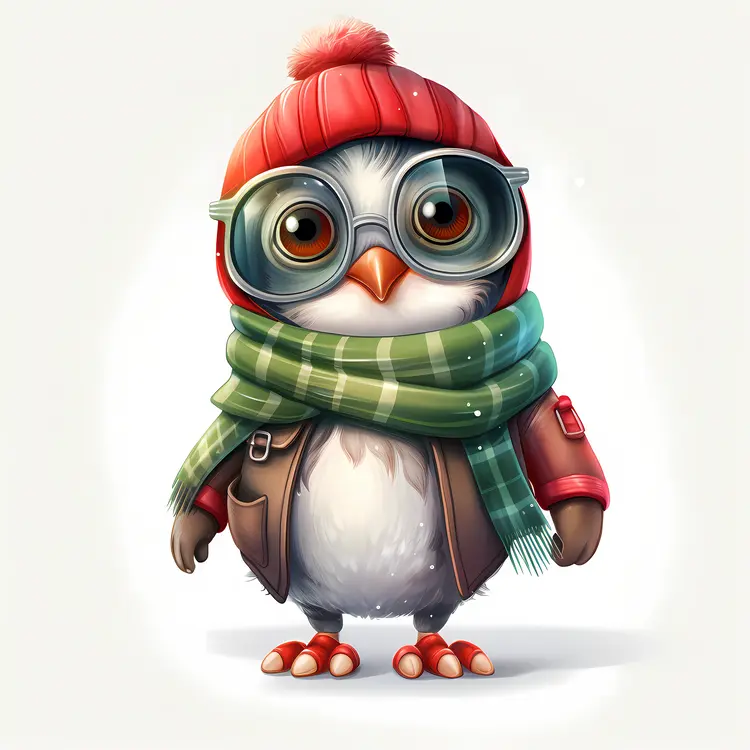 Cute Penguin in Winter Clothes