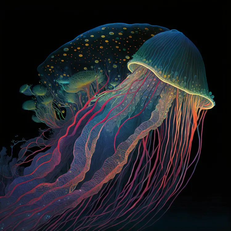 Colorful Jellyfish in the Ocean