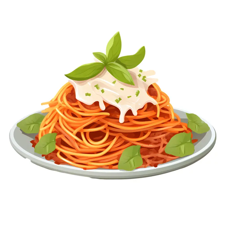 Plate of Spaghetti with Cheese and Basil