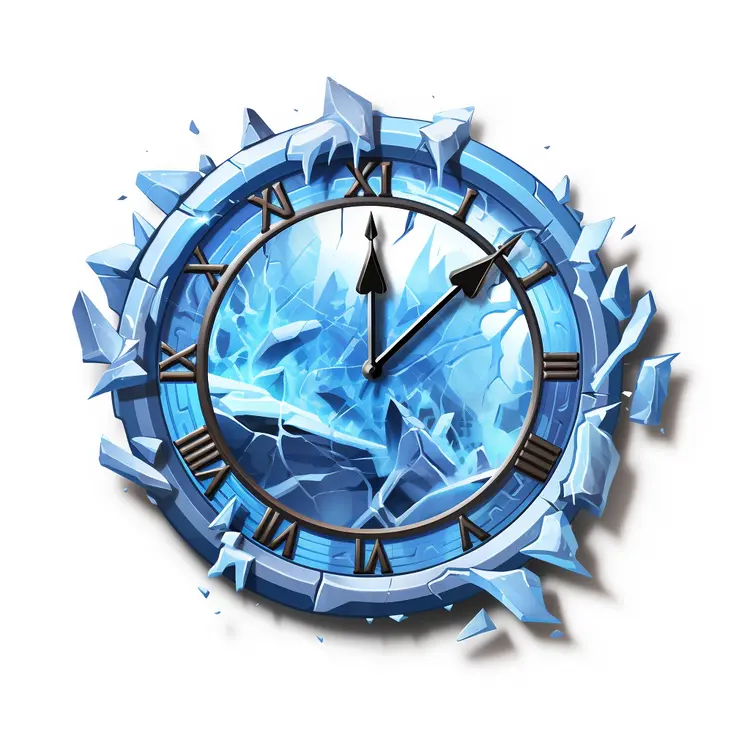 Frozen Clock in Ice