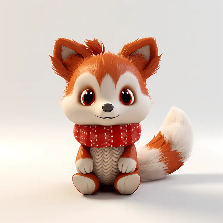 Cute Fox in Red Scarf