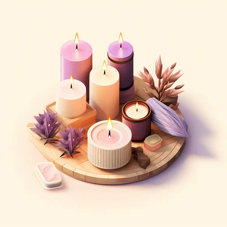 Purple and White Candles on a Tray