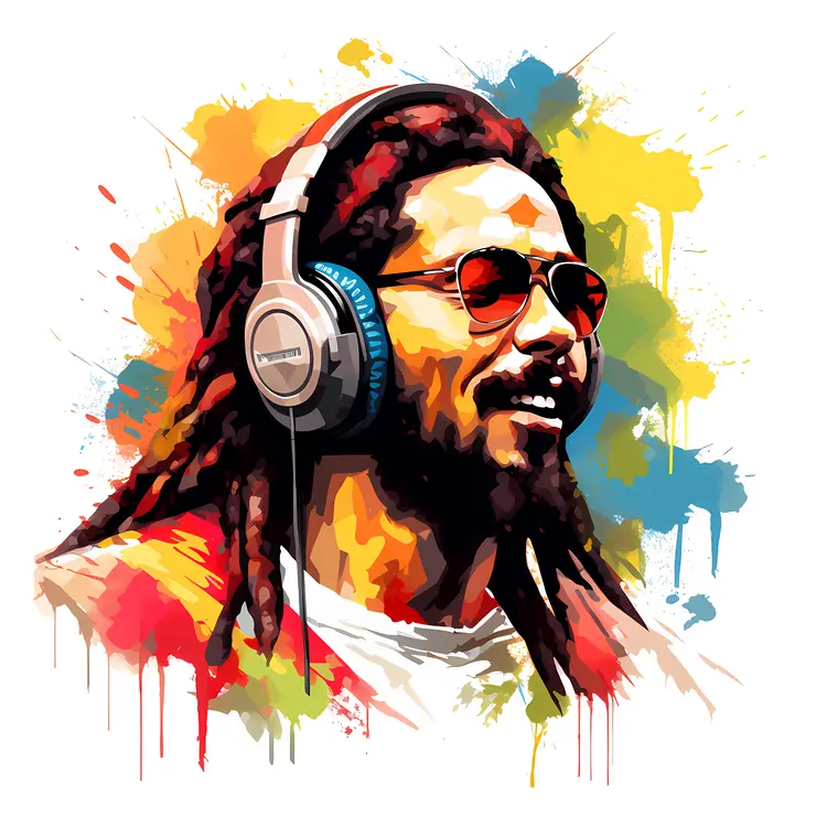 Man with Headphones and Sunglasses