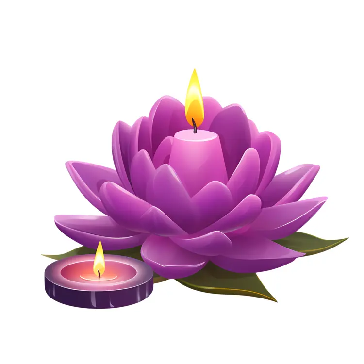 Purple Lotus Candle with Flame