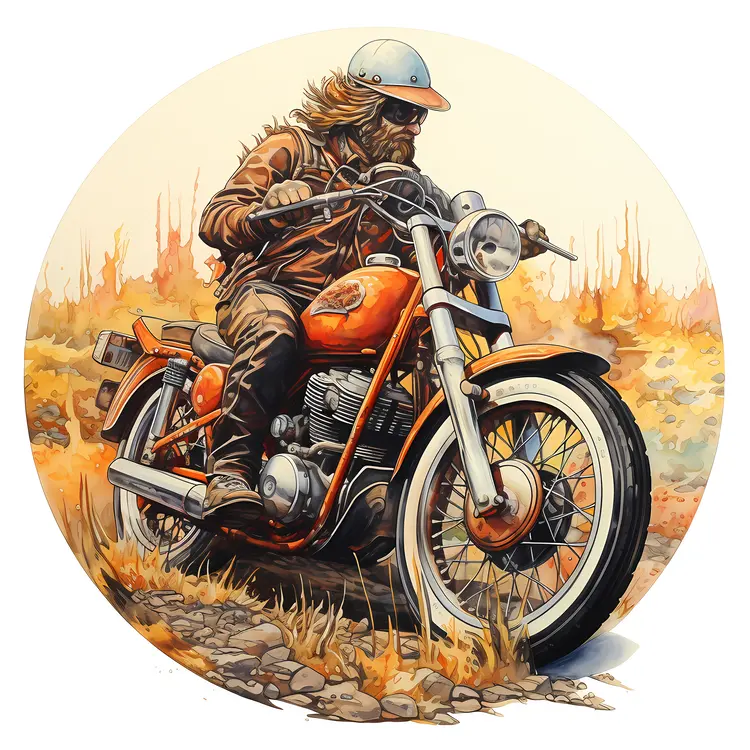 Biker Riding Through Autumn Landscape