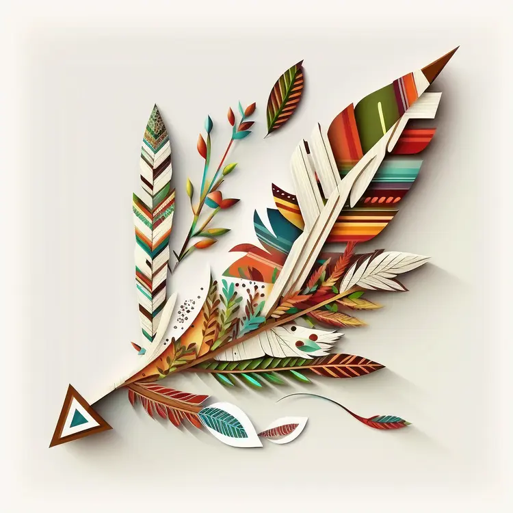 Colorful Patterned Feather Art