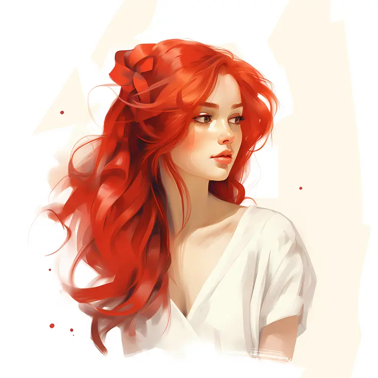Red-Haired Woman in a White Dress