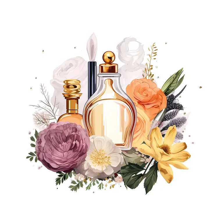 Luxurious Perfume Bottles with Floral Elements