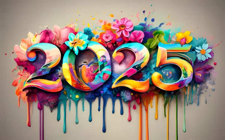 Colorful 2025 with Flowers