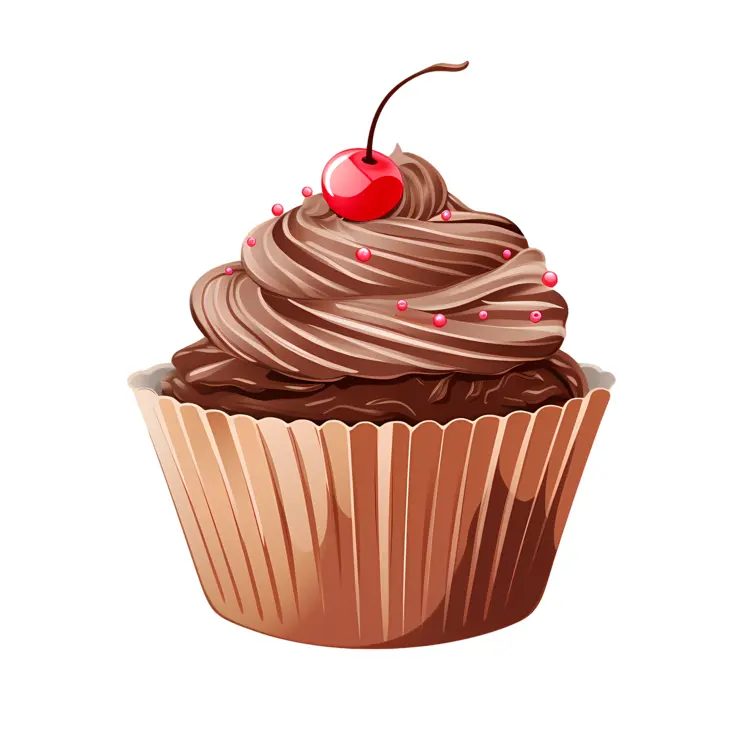 Chocolate Cupcake with Cherry and Sprinkles