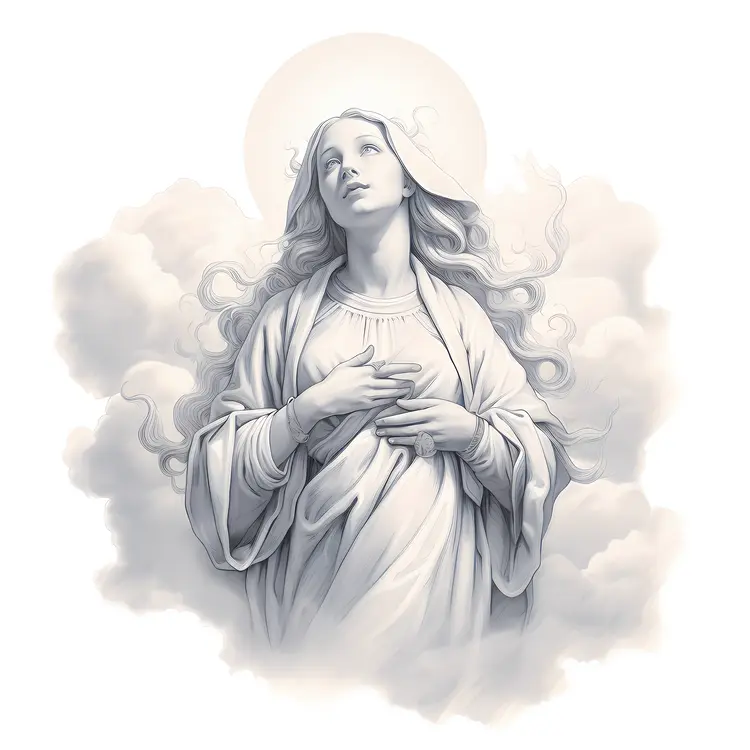 Serene Virgin Mary in the Clouds