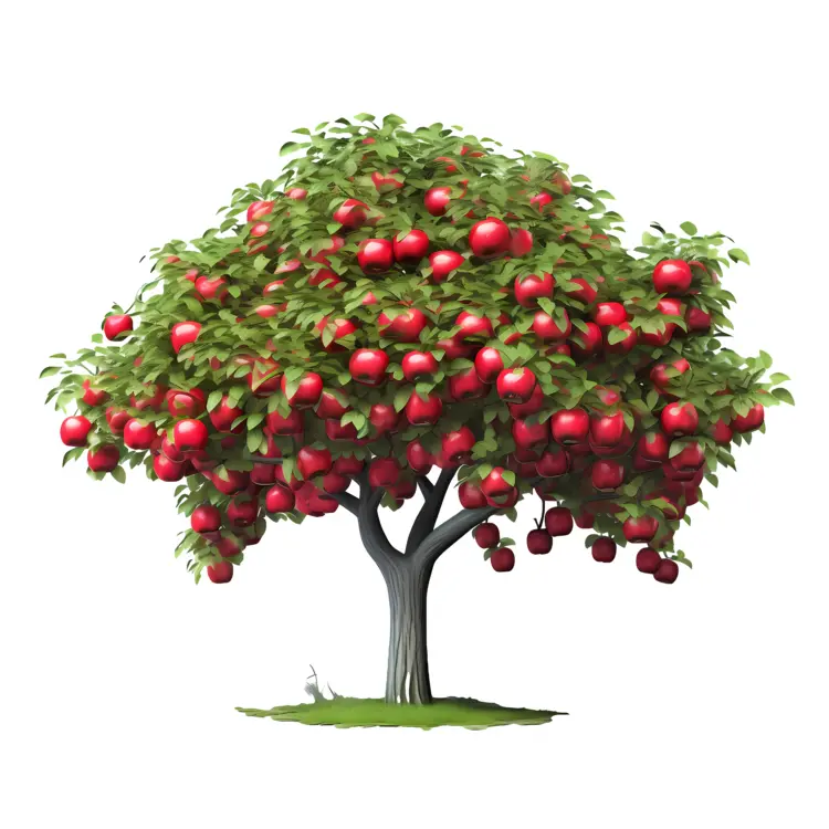 Lush Apple Tree with Red Apples