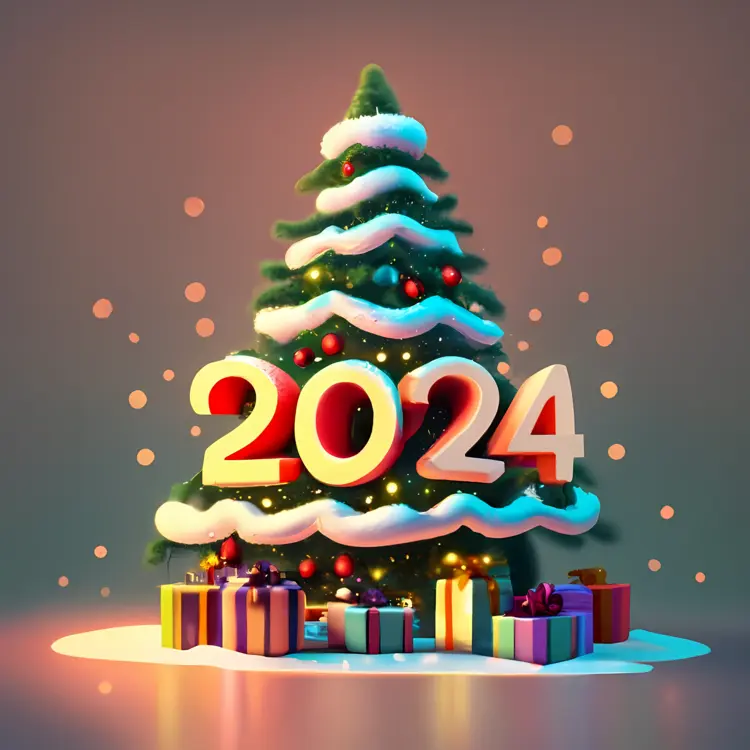 Christmas Tree with 2024 Decorations