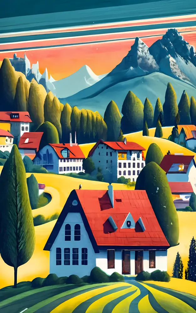 Mountain Village Landscape