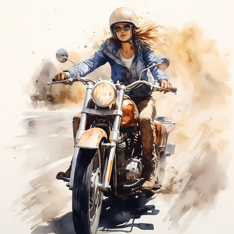Woman Riding Motorcycle in Dusty Terrain