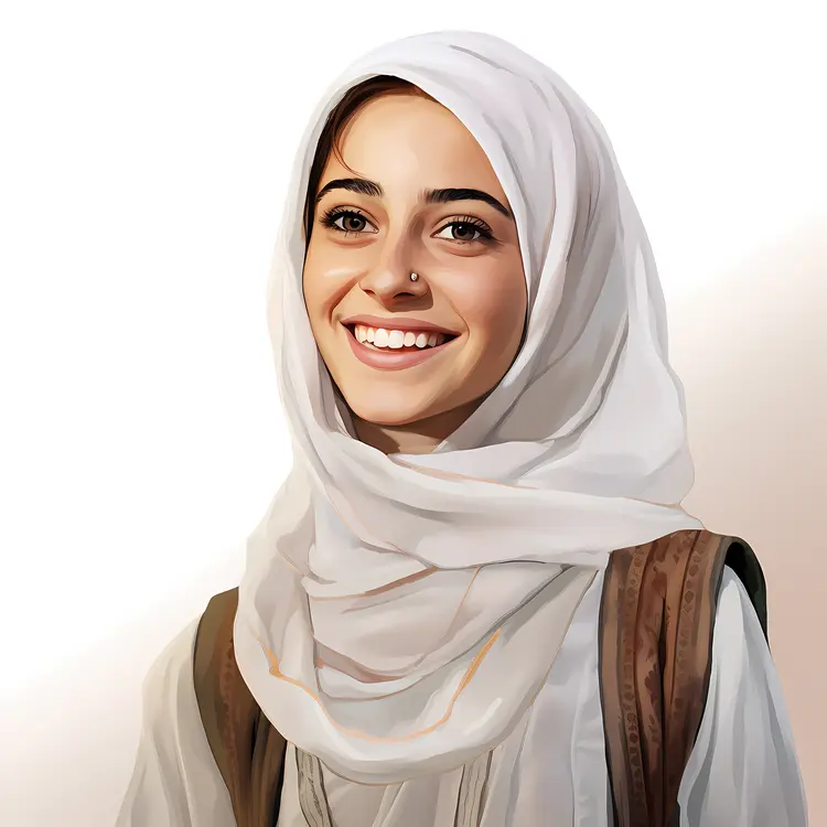 Smiling Woman in Hijab with Backpack