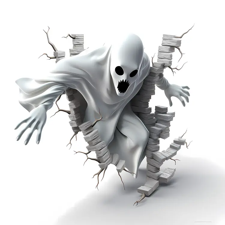 Scary Ghost Breaking Through Wall for Halloween