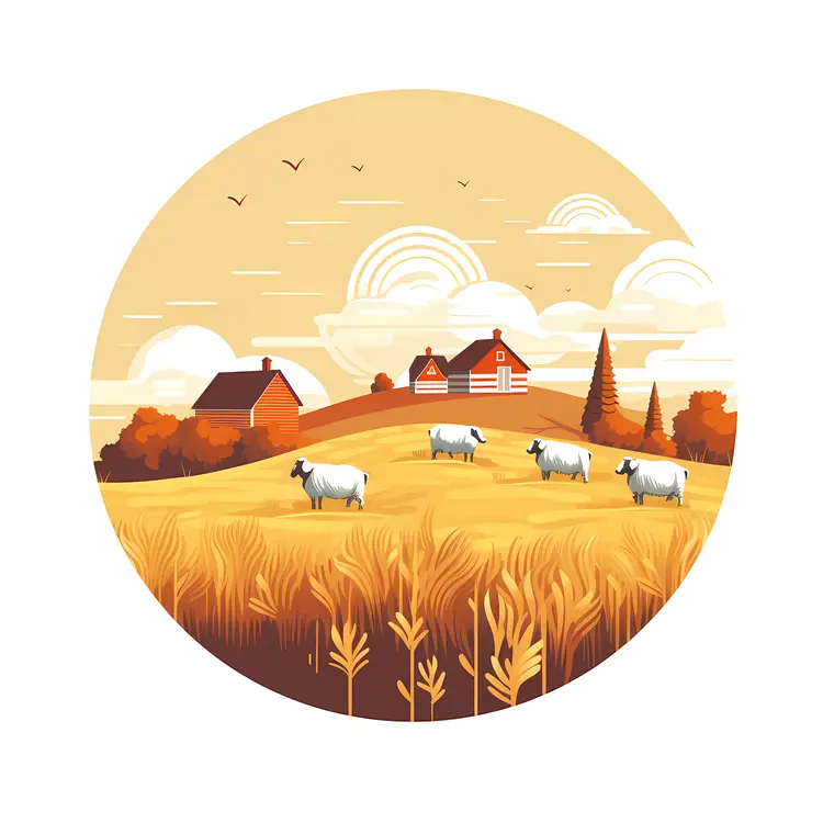 Sheep Grazing in the Field