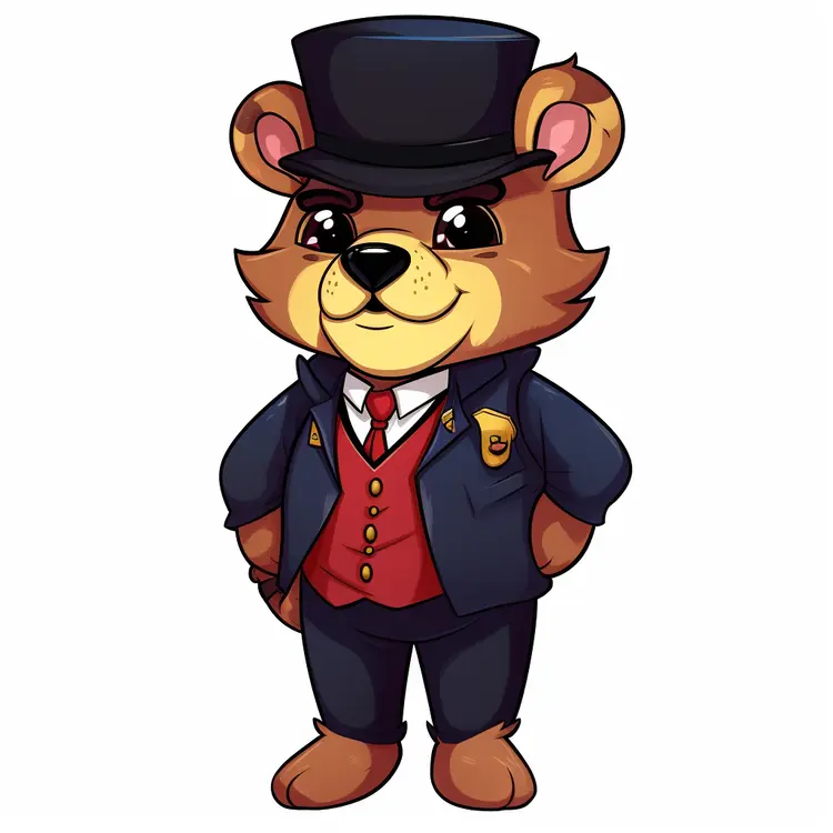 Cute Bear in a Suit and Hat