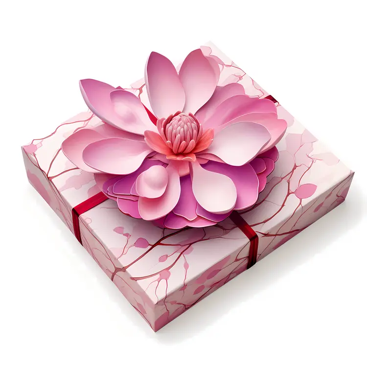 Elegant Pink Gift Box with Flower