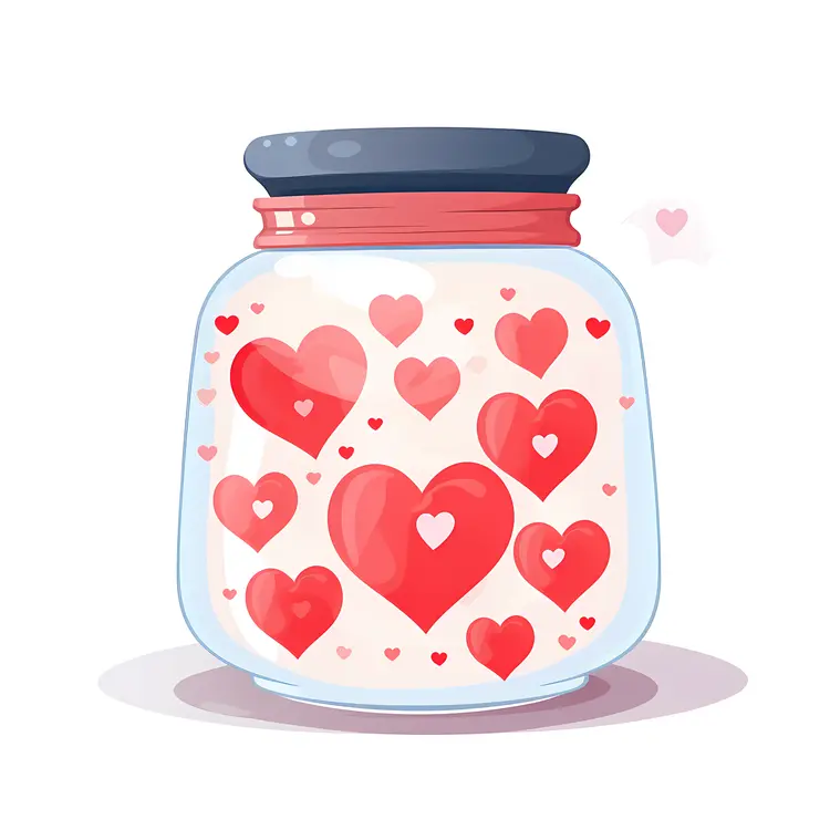 Cute Heart Jar with Red Hearts