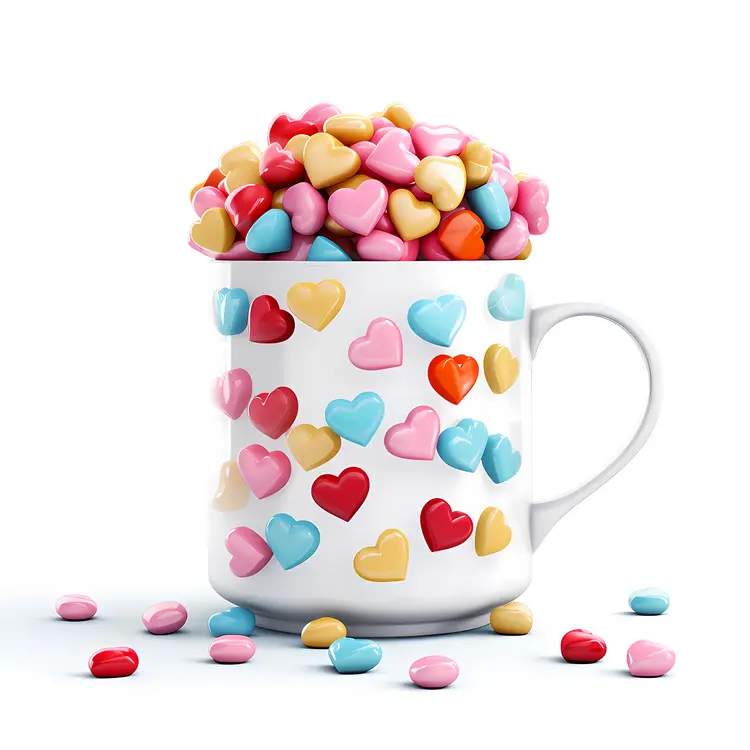 Mug Filled with Colorful Hearts