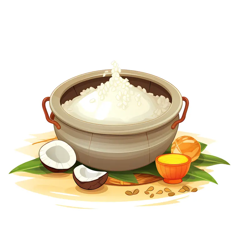 Rice Pot with Coconut and Fruits