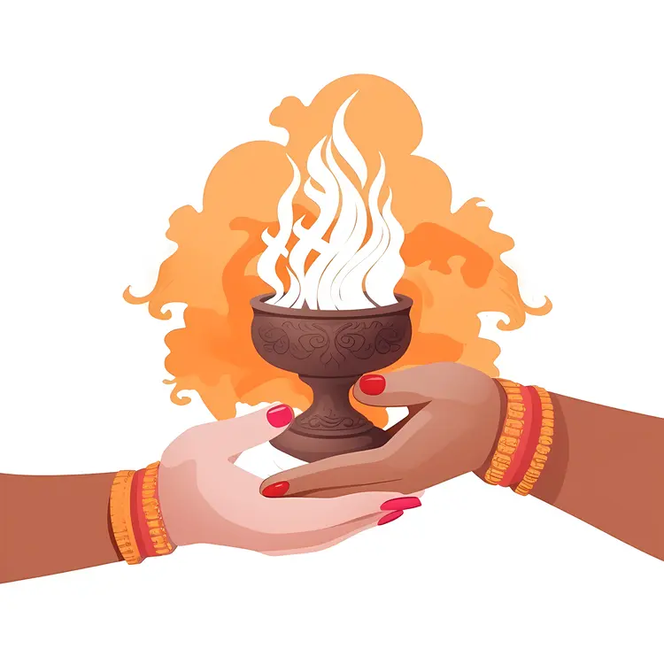 Hands Holding a Sacred Lamp