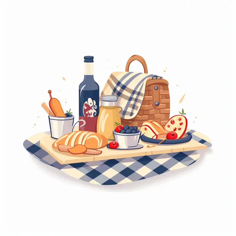 Cozy Picnic Setup with Food and Drinks