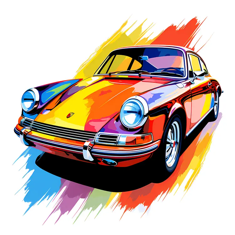 Vibrant Retro Car Illustration